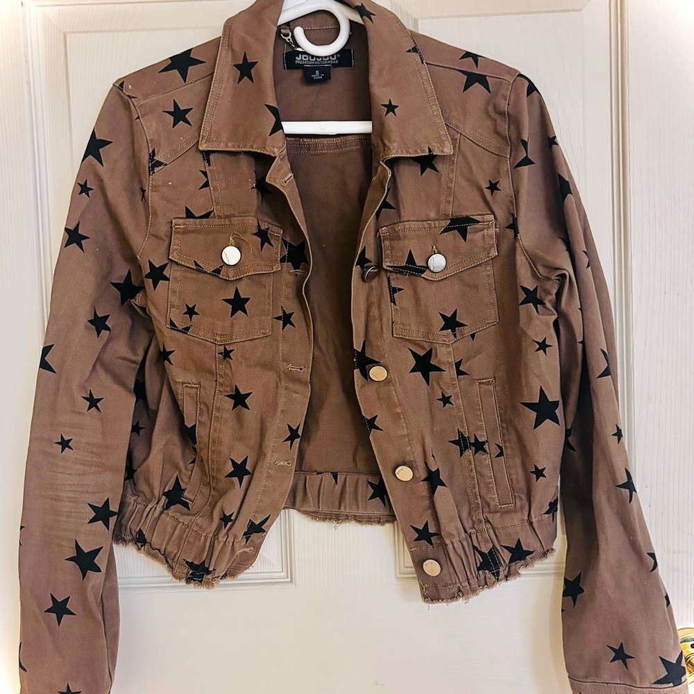 Jou Jou Brown Jacket with Black Stars